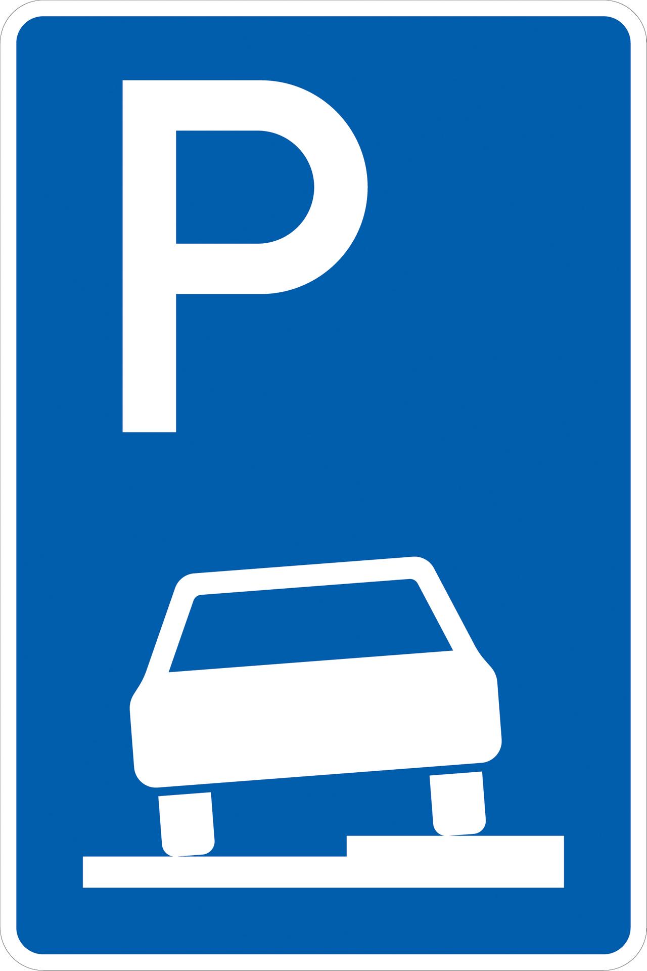 Verkehrsschild: Parken auf dem Gehweg