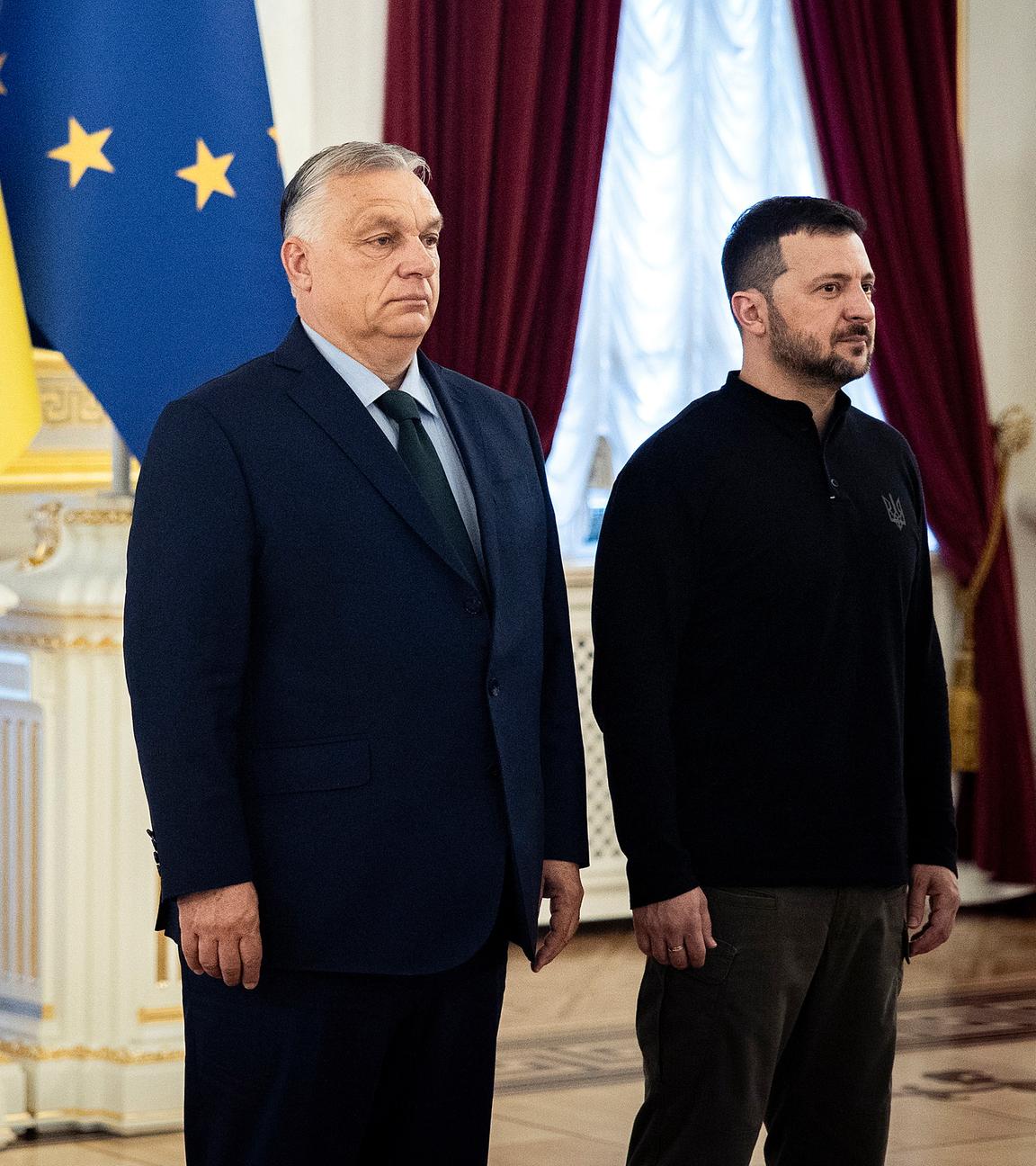 Viktor Orban (l.) und Wolodymyr Selenskyj, aufgenommen am 02.07.2024 in Kiew (Ukraine)