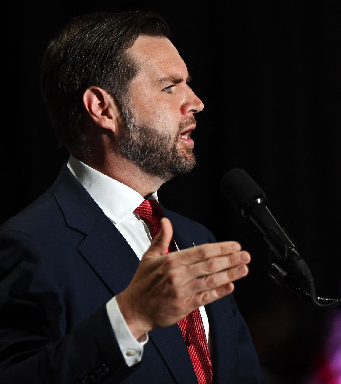 Republican Vice Presidential candidate Sen. JD Vance (R-OH) delivers remarks during a campaign rally at 2300 Arena on August 6, 2024 in Philadelphia, Pennsylvania.