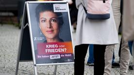 Ein Wahlplakat der Parteivorsitzenden des Bündnisses Sahra Wagenknecht