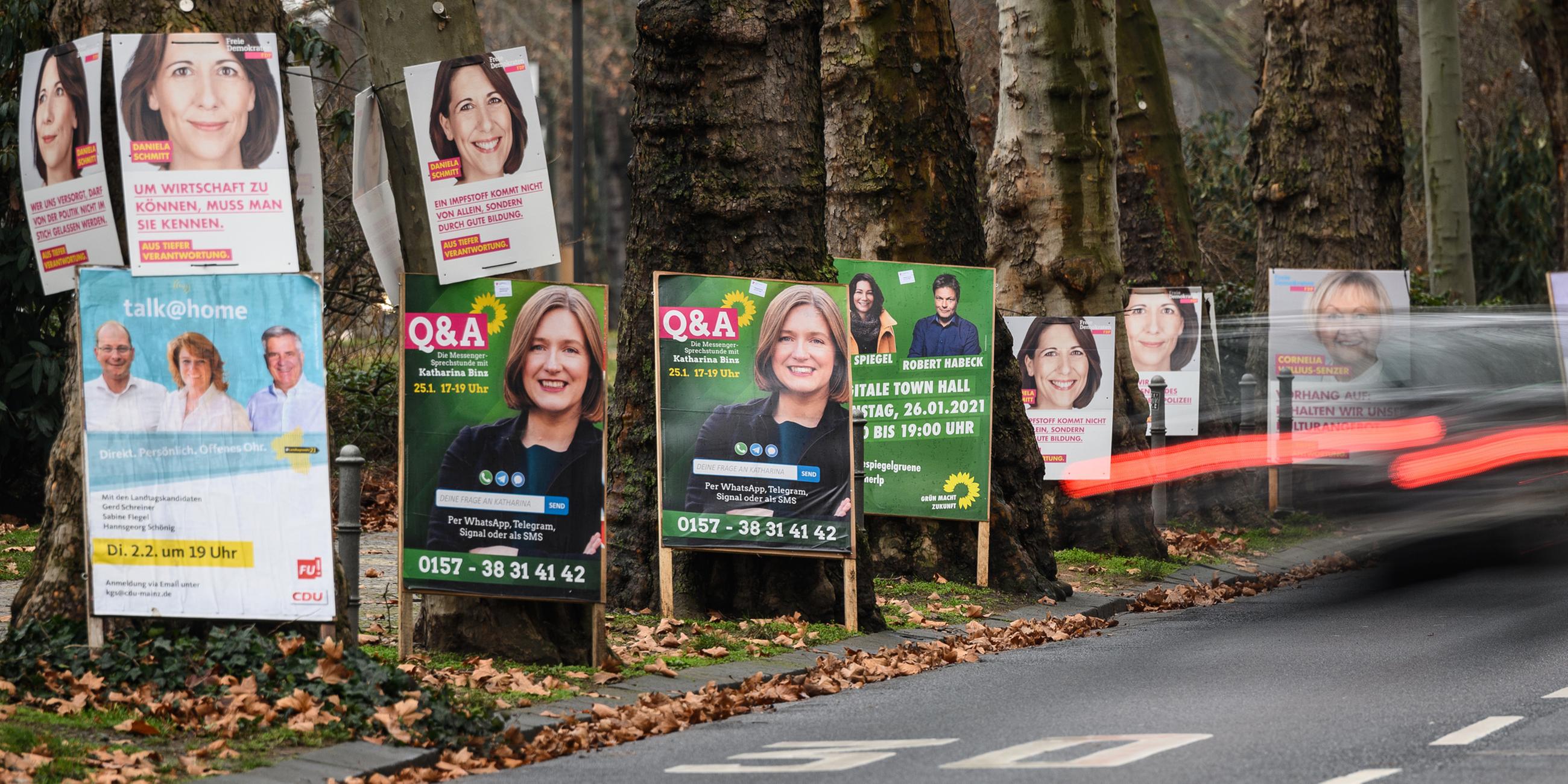 Wahlplakate in Maionz am 25.01.2021