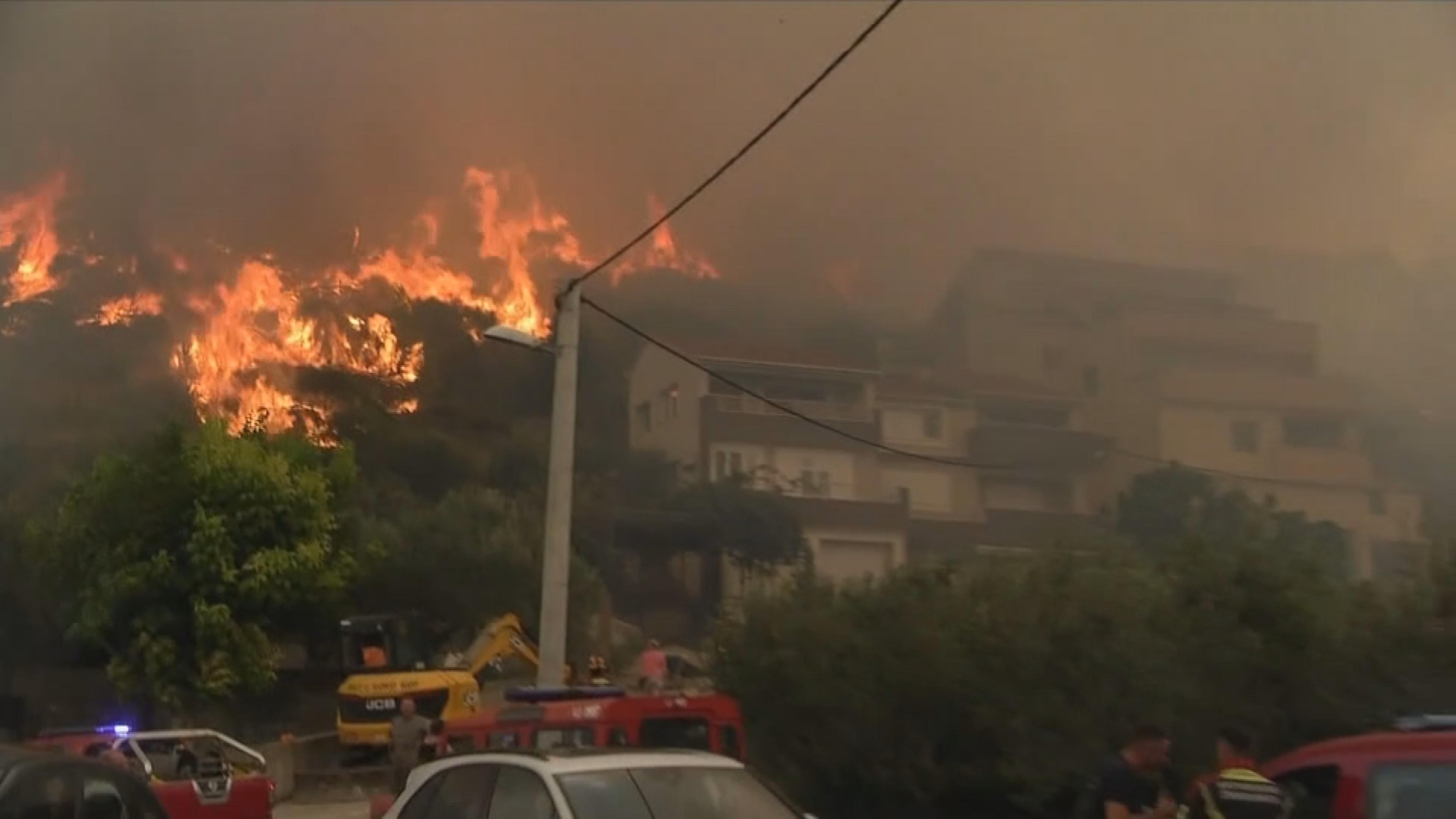 Feuerwehrleute kämpfen gegen ein Feuer in Kroatien.