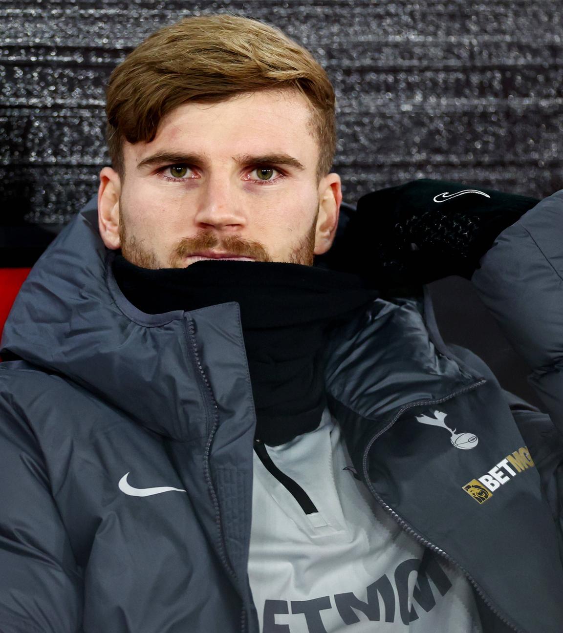 Timo Werner auf der Bank von Tottenham