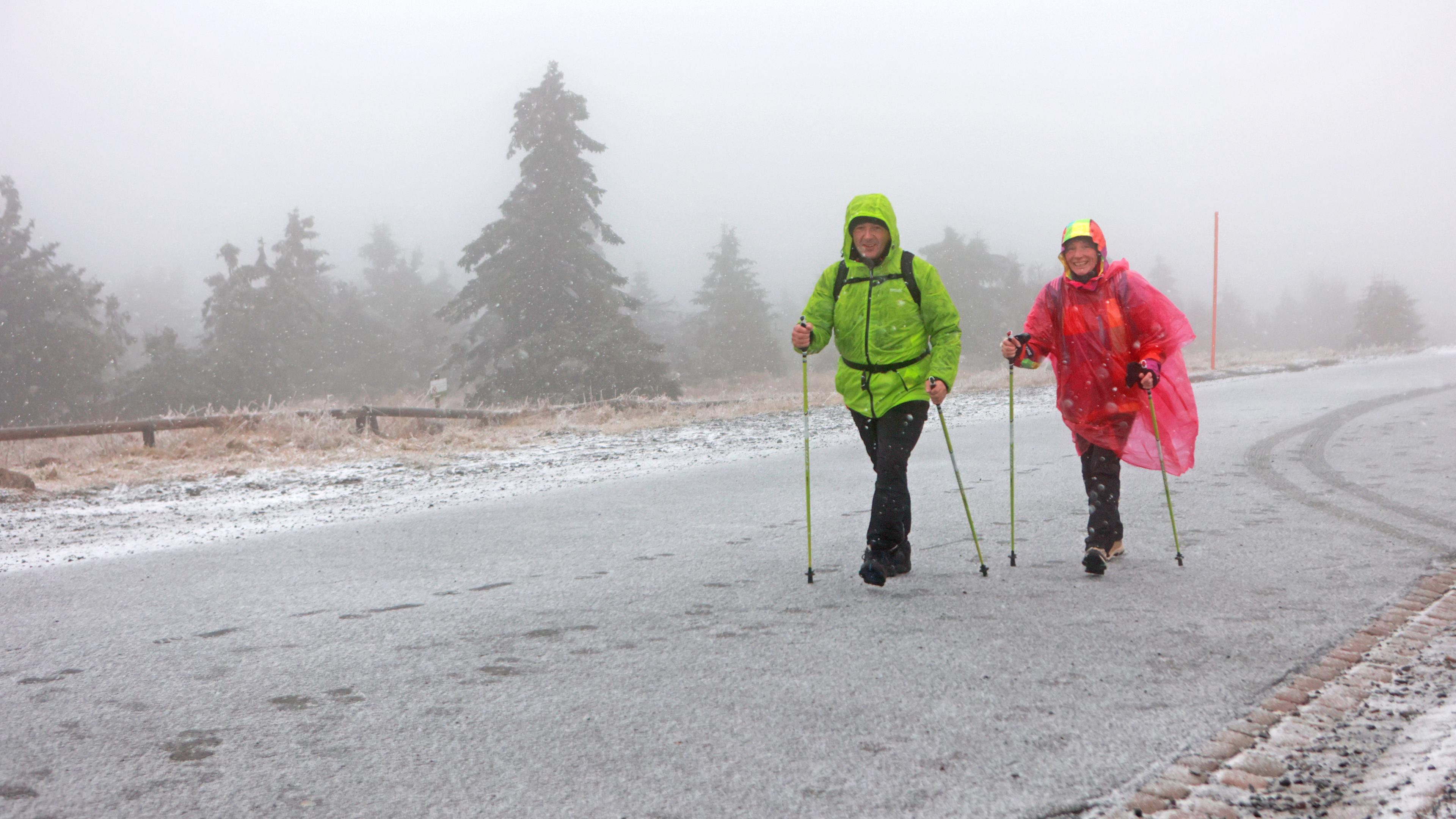 Sachsen-Anhalt, Schierke: Wanderer sind auf dem Brocken unterwegs.