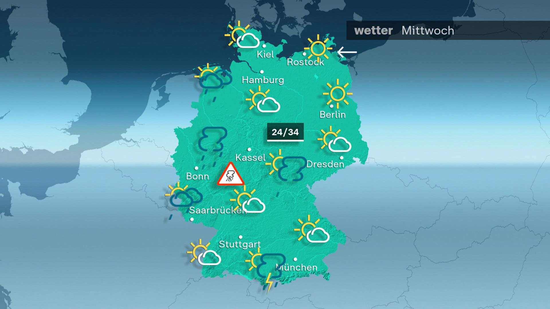 Das Wetter am Mittwoch 14.08.2023