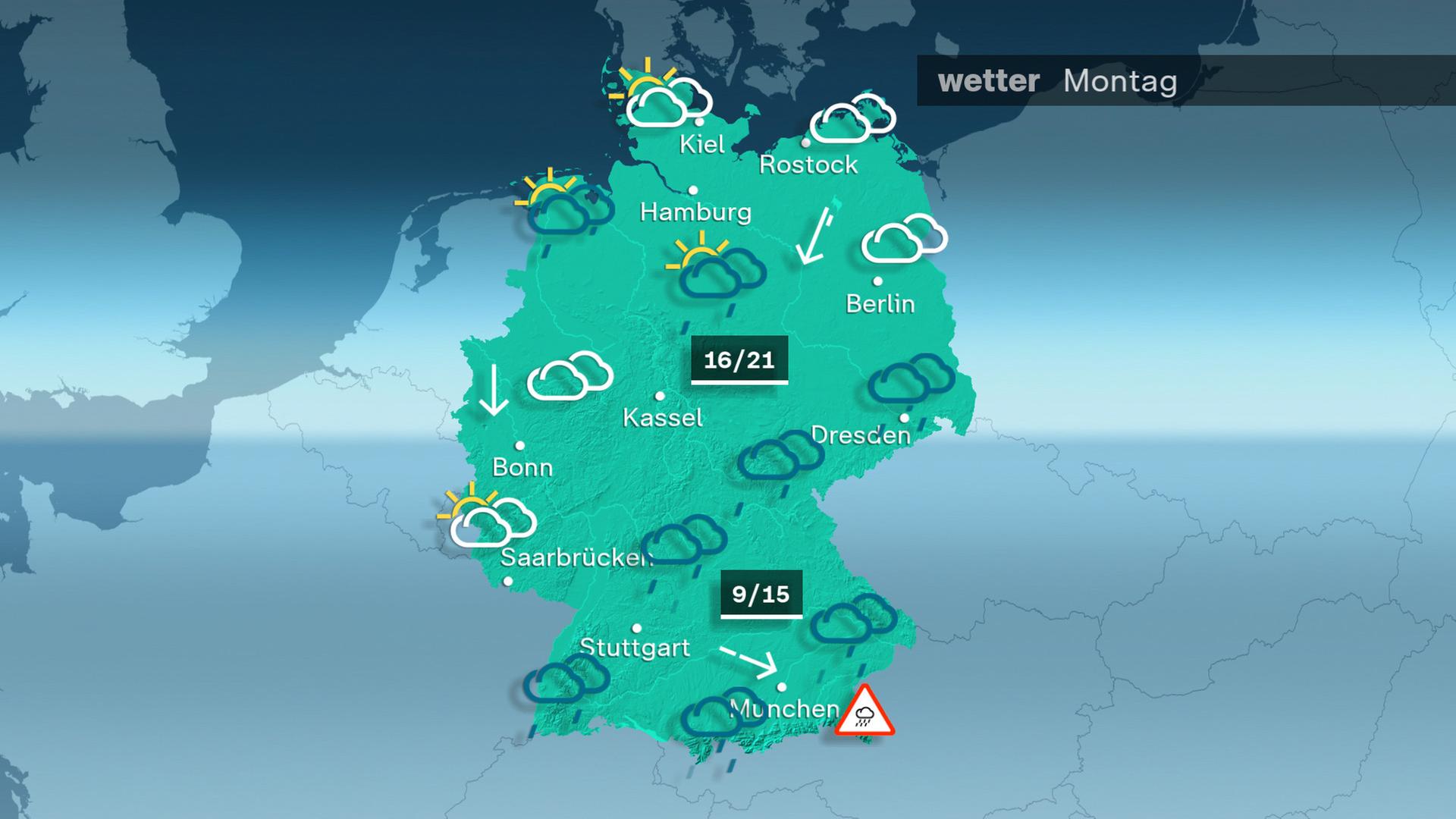 Das Wetter am Montag 15.09.2024