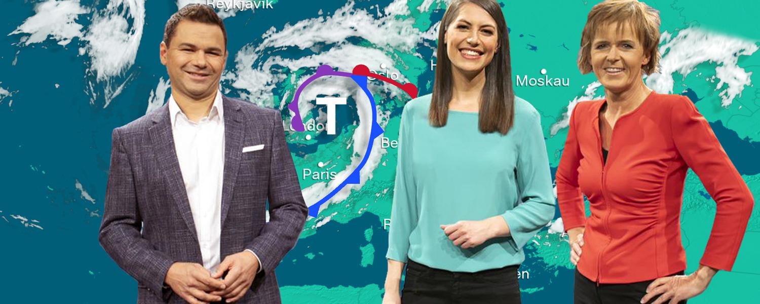 Wettermoderator Özden Terli, Wettermoderatorin Christa Orben und Wettermoderatorin Dr. Katja Horneffer