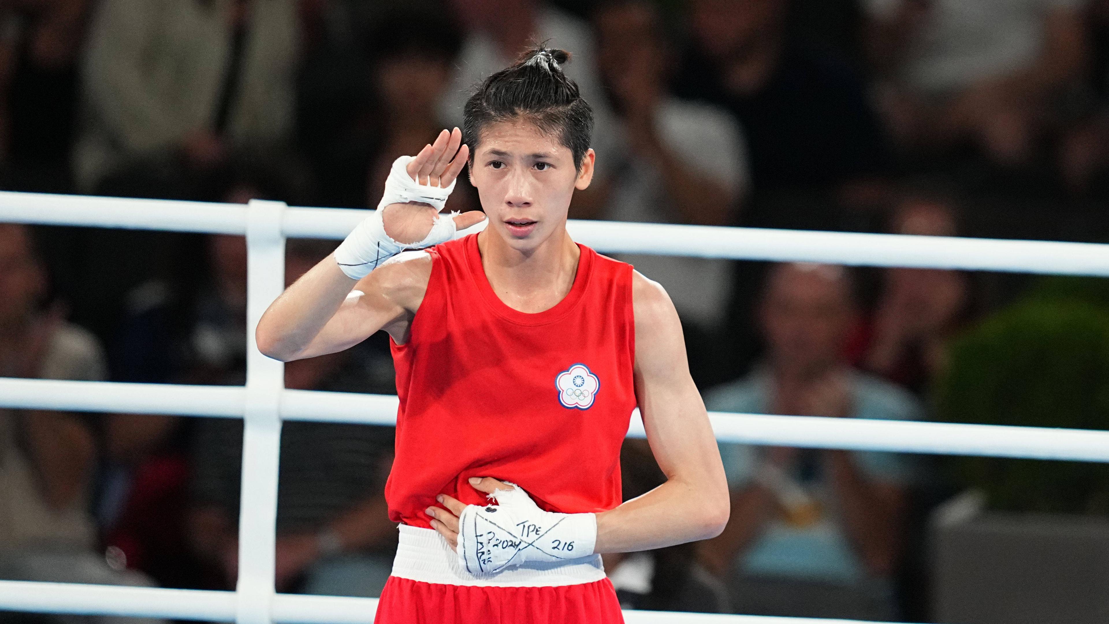 Yu Ting Lin (Chinese Taipei) während ihres Halbfinales der Frauen bis 57 kg.