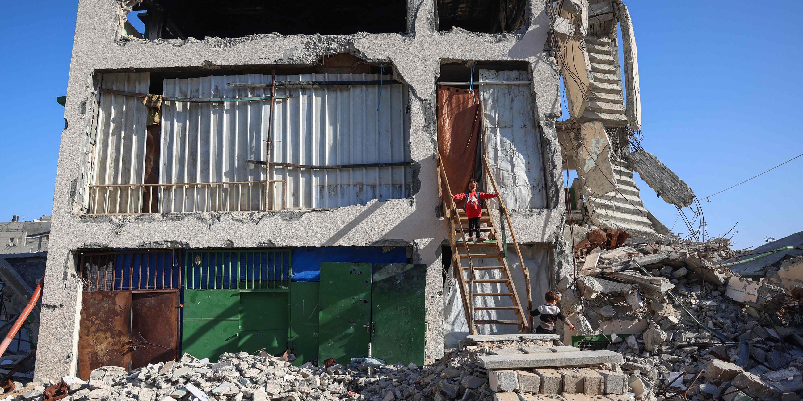 Zerstörtes Haus im Gazastreifen