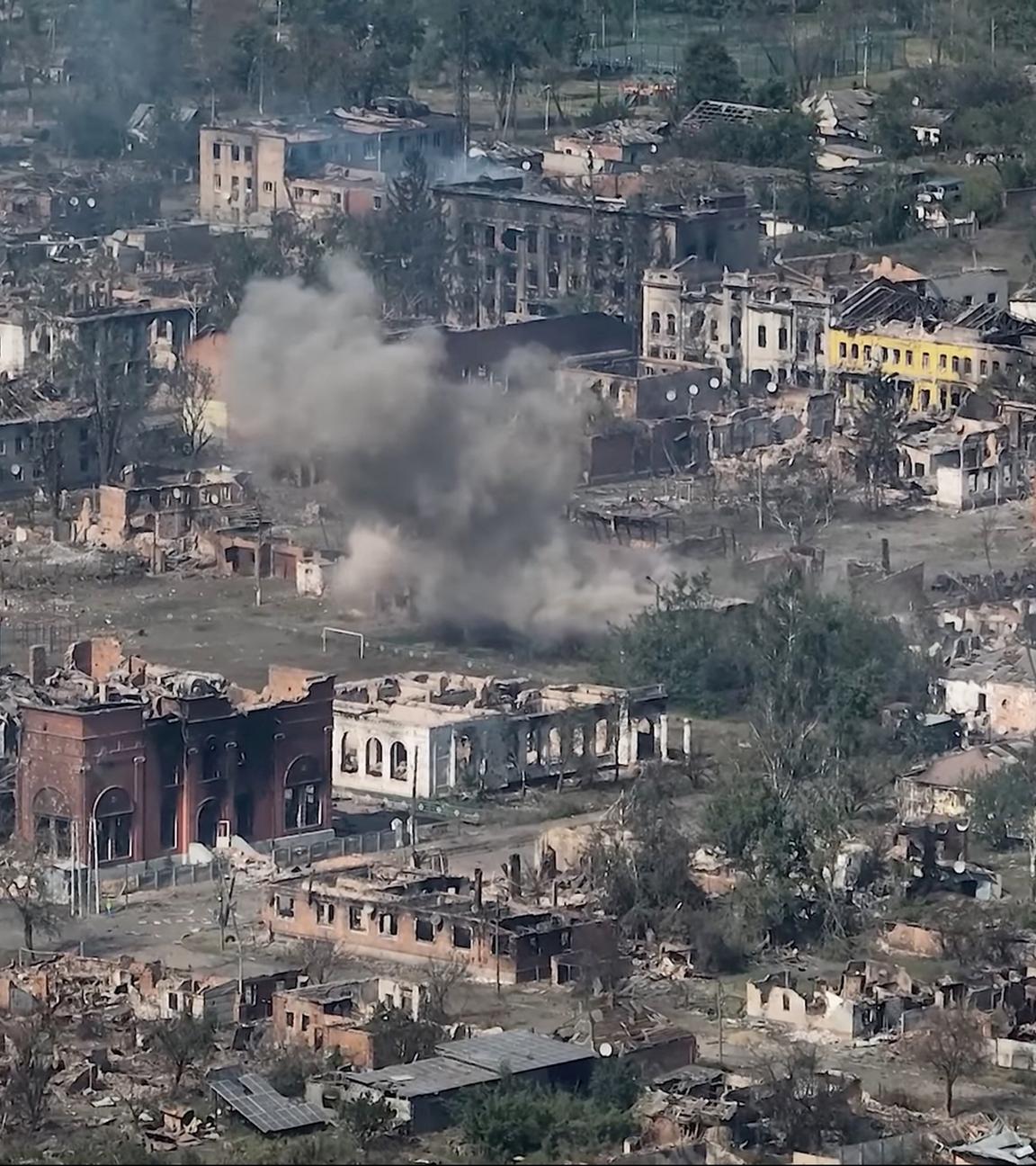 Zerstörung in Wowtschansk, Region Charkiw, Ukraine am 02.06.2024.