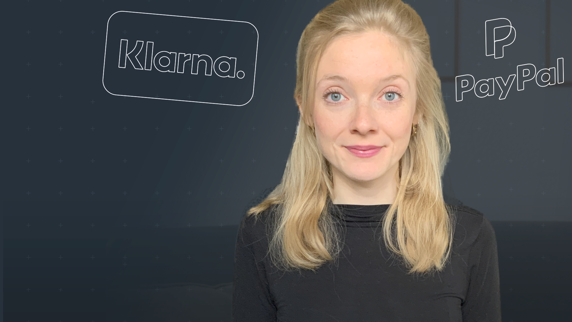 ZoomIN-Reporterin Lena Nagel mit den Logos von Klarna und PayPal